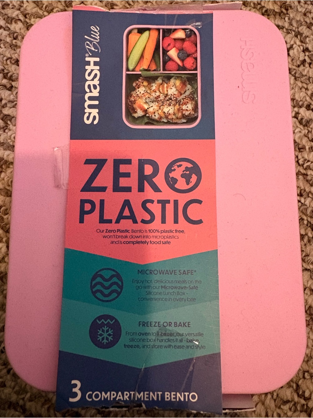 Smash Pink 3-Compartment Bento Lunch container